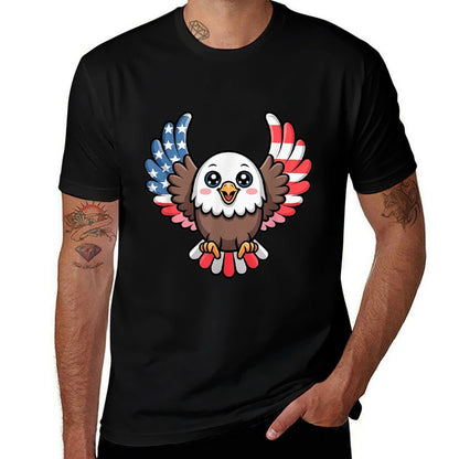 Cute Bald Eagle Kawaii USA Wings 4th of July Kids  Oversized Silhouette T-Shirt