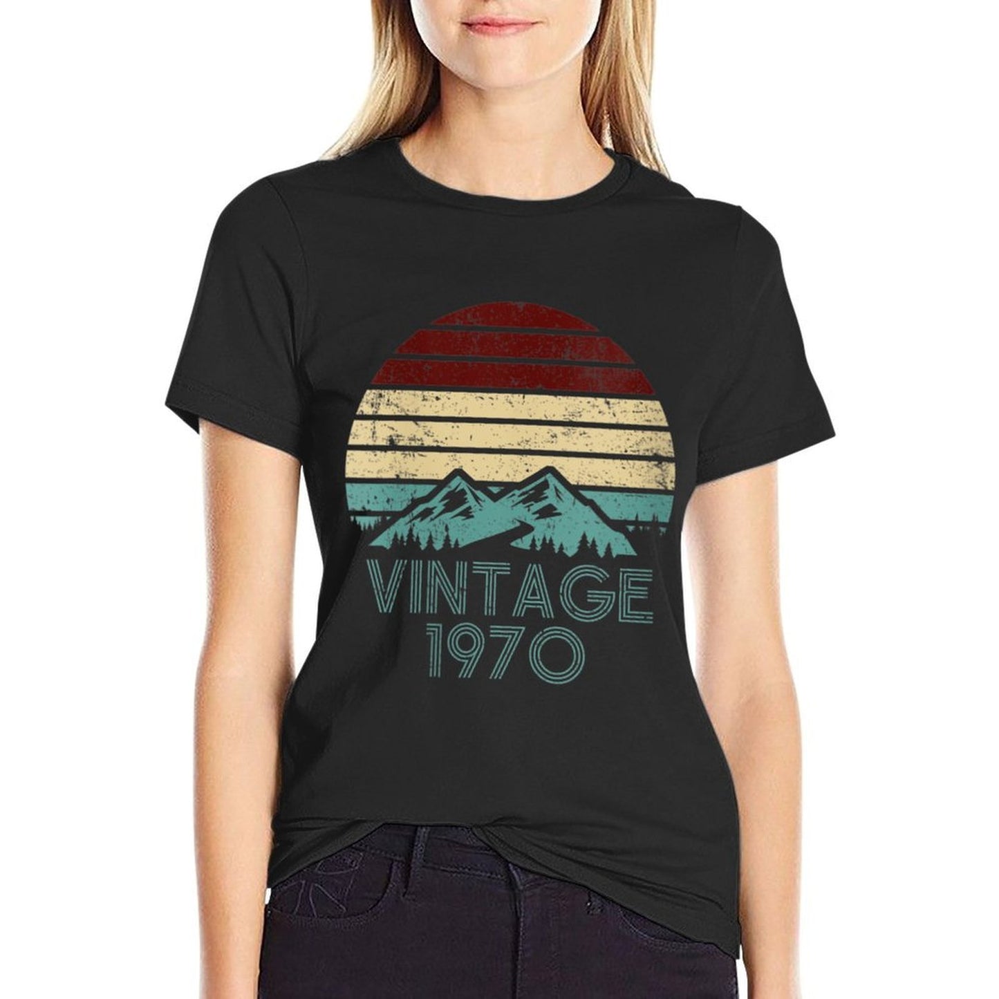 Womens 50th Birthday 1970 Vintage Retro Classic  Slim-fit Cut T-Shirt