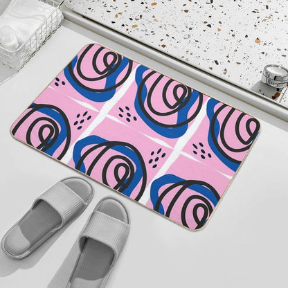 Abstract Pop Art Style Funky Hippie Scribble Durable Bath Mat