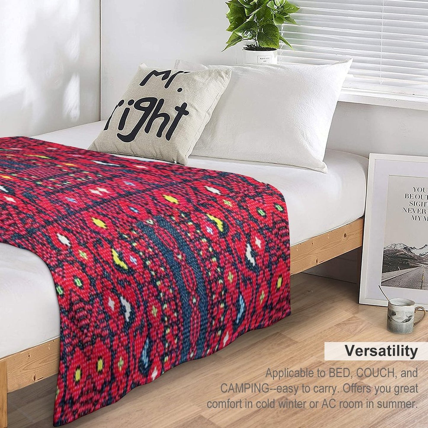 Red And Colors Palestinian Embroidery Easy Care Throw Blanket