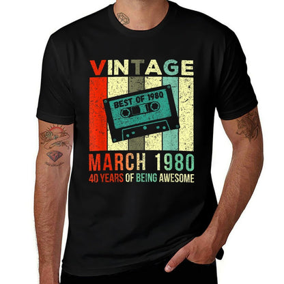 Vintage March 1980 40 Years of Being Awesome 40th Birthday  Versatile T-Shirt