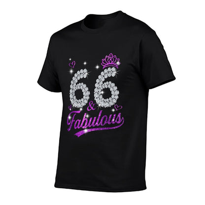 66 & Fabulous 66 Year Old 66th Birthday Diamond Crown Pink  Eco-friendly Material T-Shirt