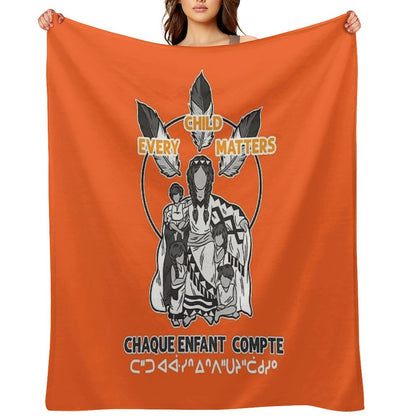 Chaque Enfant Compte Every Child Matters Orange Machine-washable Throw Blanket