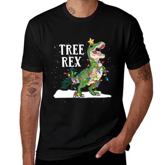 Dinosaur T-Rex Christmas Lights Funny Kid Men Boy Tree Rex  Graphic-printed T-Shirt