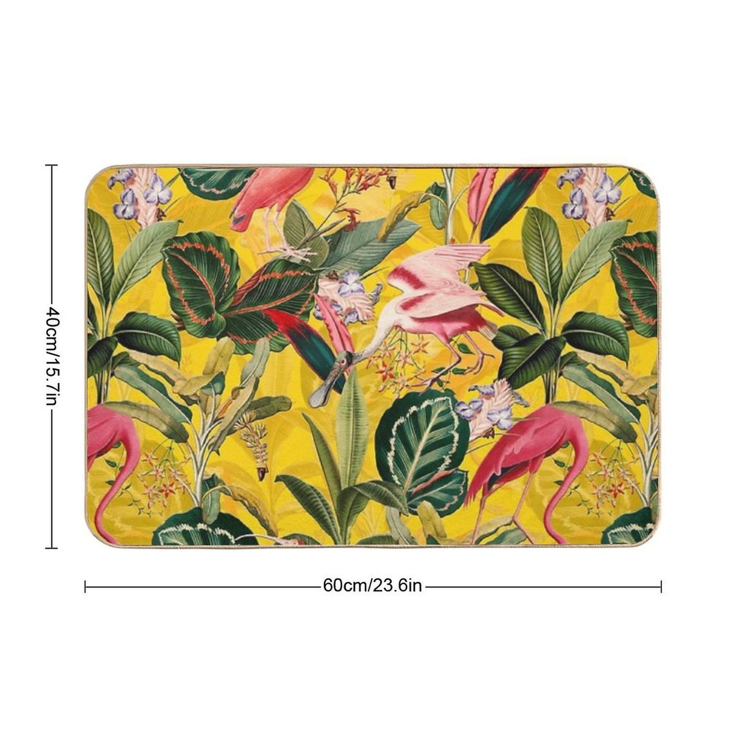 Vintage Yellow Tropical Bird Jungle Botanical Garden Nightgarden  Long-Lasting Bath Mat
