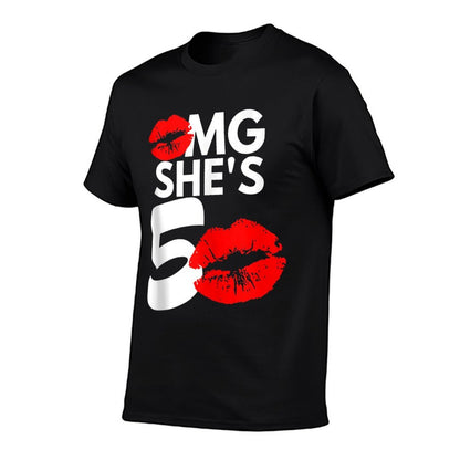 OMG SHE'S 50 Birthday, 50 Year Old, 50th Birthday  Fade-proof Color T-Shirt