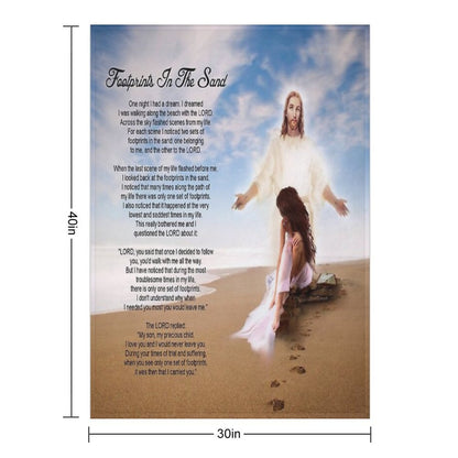 Footprints in The Sand Compact Throw Blanket