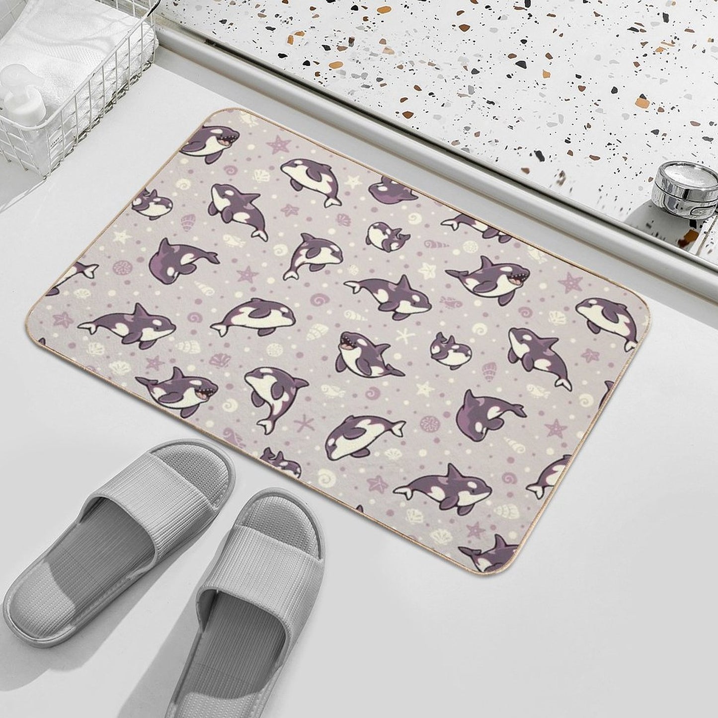 Jelly Bean Orcas  Easy Maintenance Bath Mat