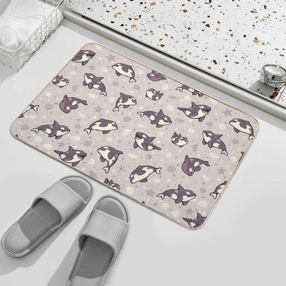Jelly Bean Orcas  Easy Maintenance Bath Mat