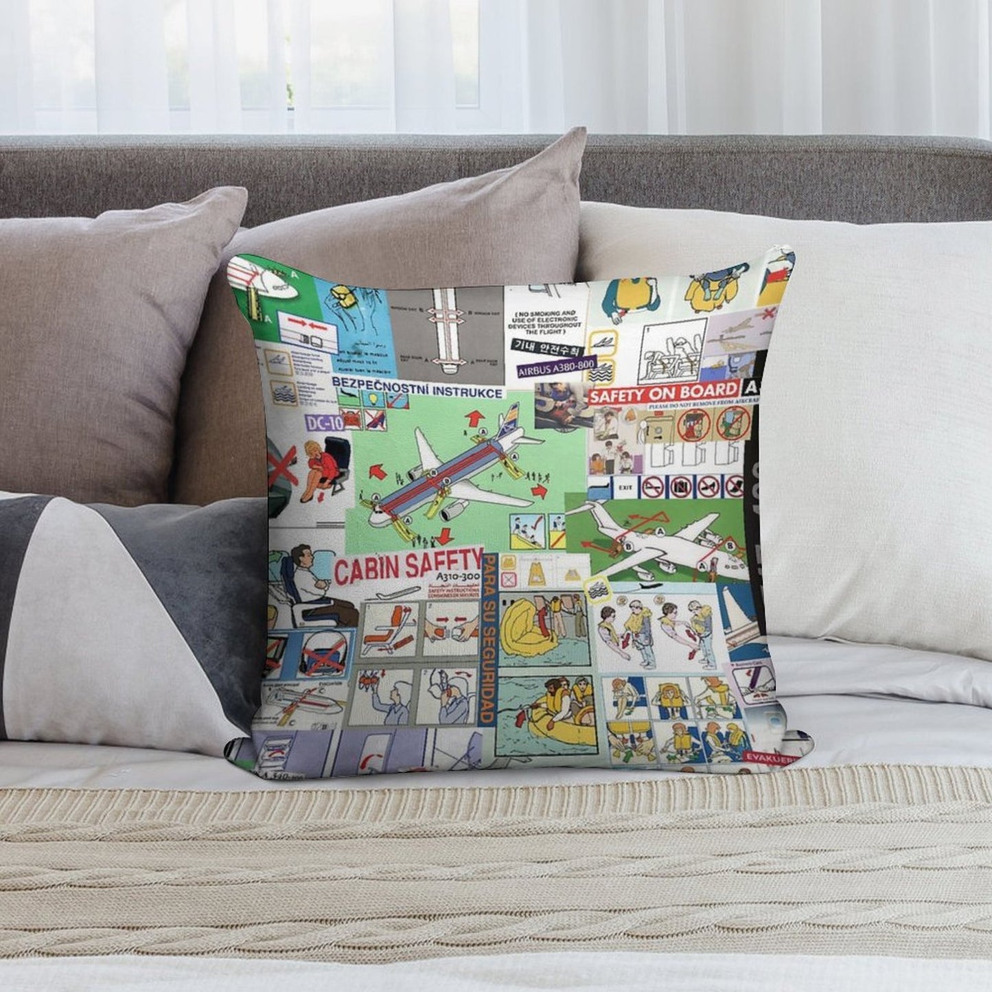 For Your Safety - Collage Soft Gift Ready Throw Pillow