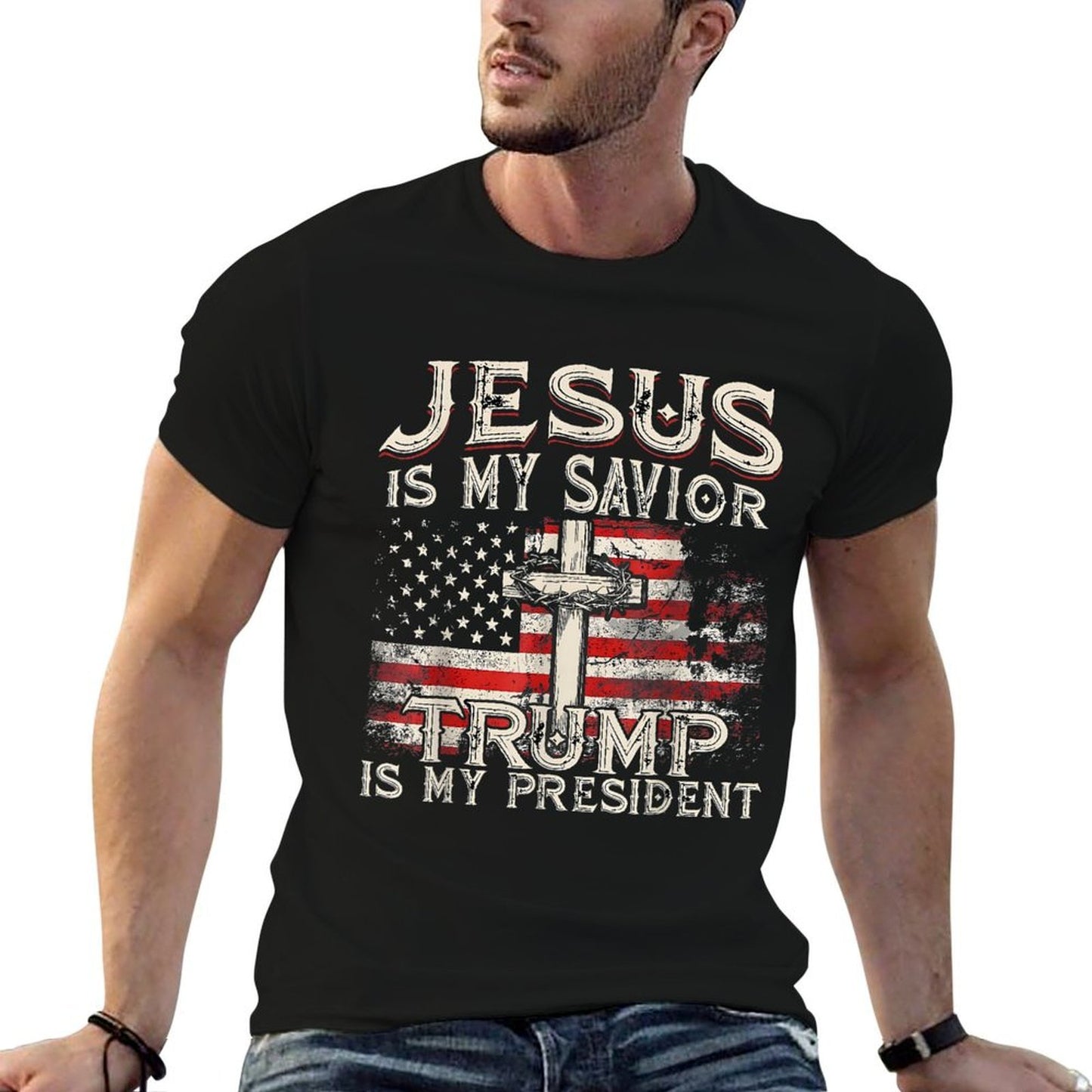 Jesus Is My Savior Trump Is My President Trump 2024 USA  Odor-resistant T-Shirt