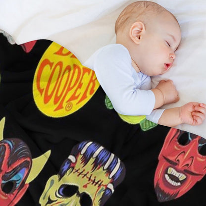 Vintage Halloween Masks Eco-conscious Throw Blanket