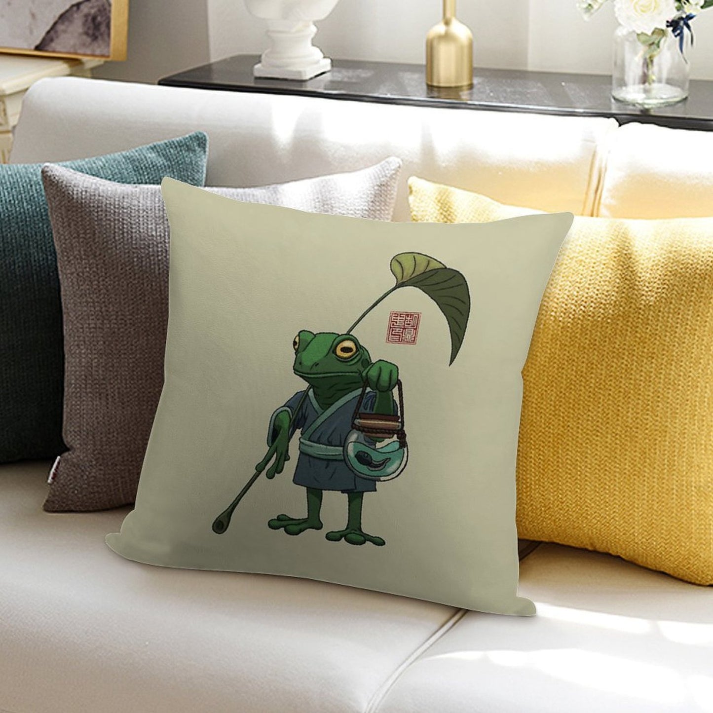 A Frog And His Son Soft Shrink-Resistant Throw Pillow