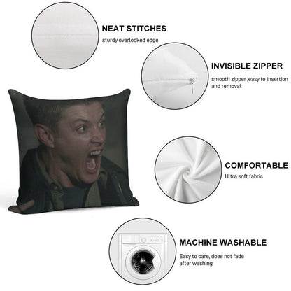 Dean Winchester Scream Soft Short Plush Fabric Throw Pillow