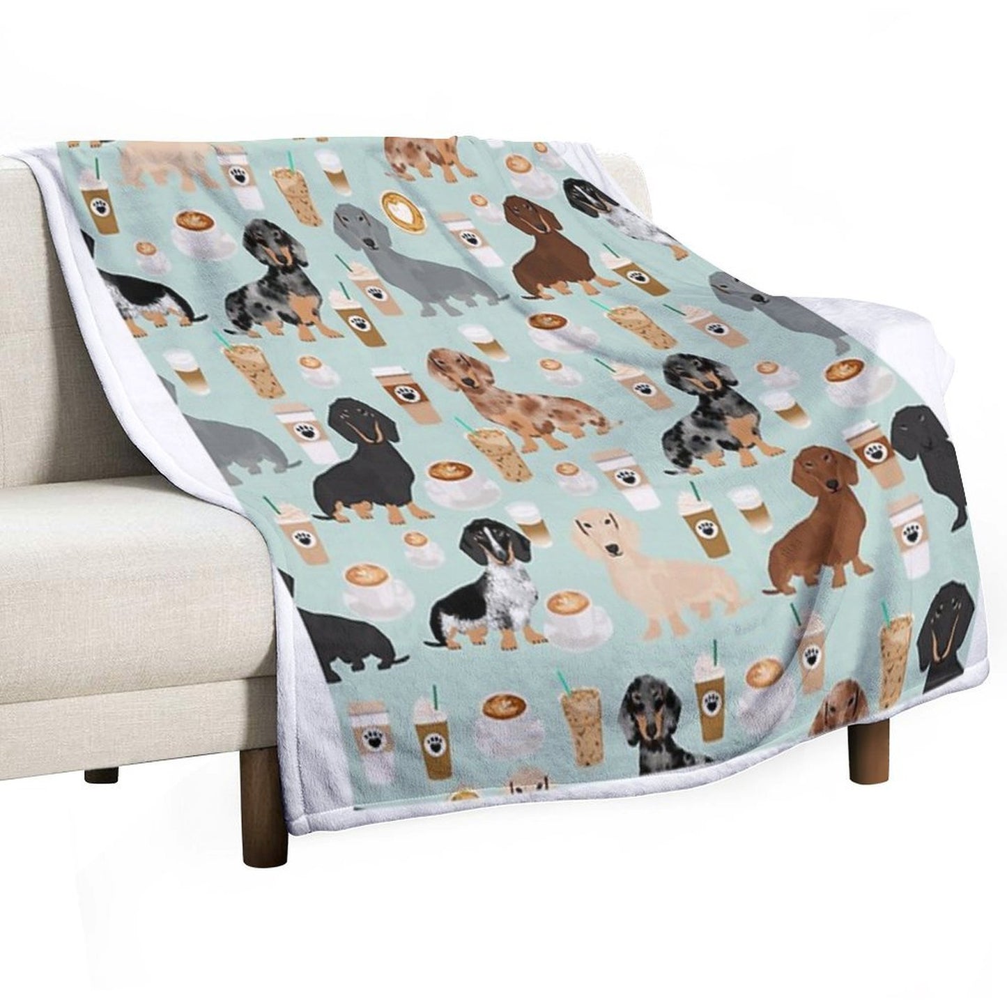 Dachshund Dog Cartoon Funny  Lunch Comfort Throw Blanket