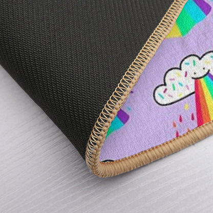 Rainbow Blast Cute Happy Rainbow  Easy Maintenance Bath Mat