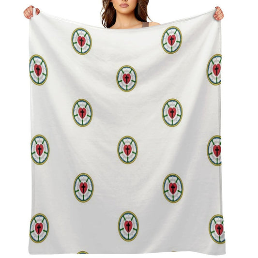 Lutheran Church Rose Heart Cross Logo Gift-ready Throw Blanket