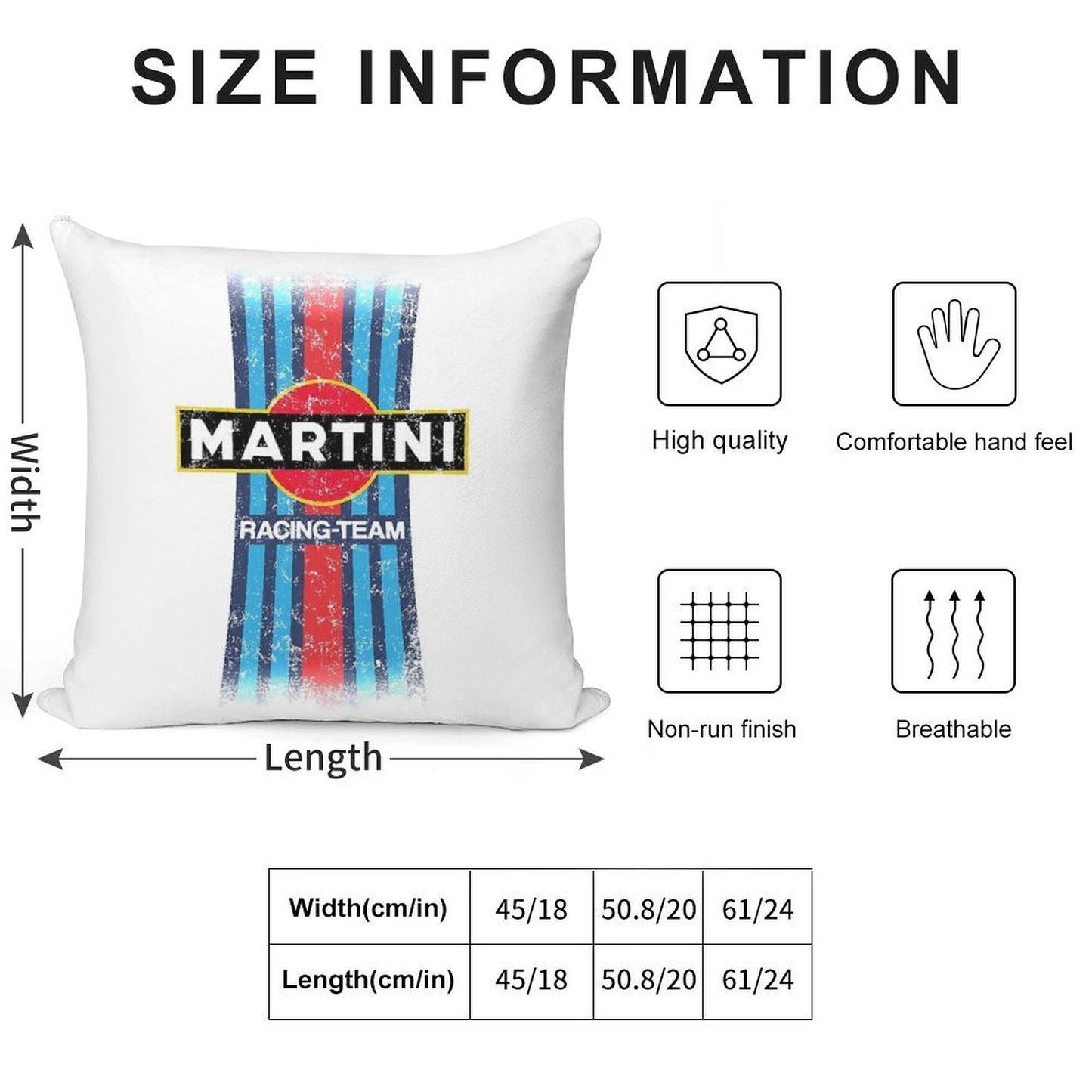 Martini Racing Retro Soft Reinforced Edging Throw Pillow