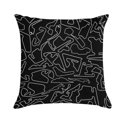 Race Tracks on A Black Background Soft Gift Ready Throw Pillow