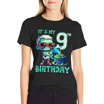Kids It's My 9th Birthday Cool Zombie Lover 9 Year Old Boys  High-quality Stitching T-Shirt