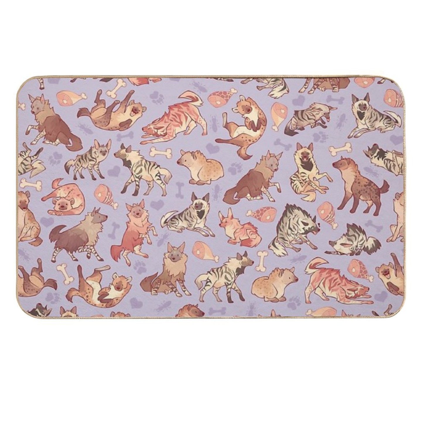 Hyenas in Lavender  Long-Lasting Bath Mat