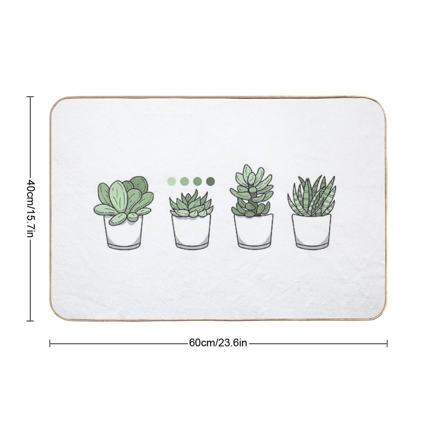 Tiny Potted Succulents And Gradient  Easy Maintenance Bath Mat
