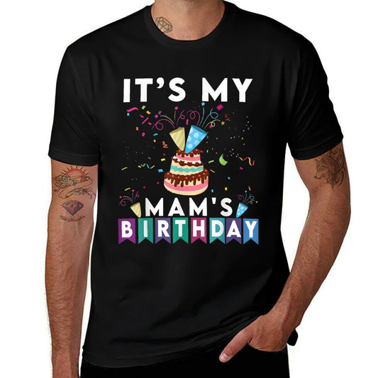 It&#39;s My Mam&#39;s Birthday Family Matching Confetti Cake  Heathered Texture T-Shirt