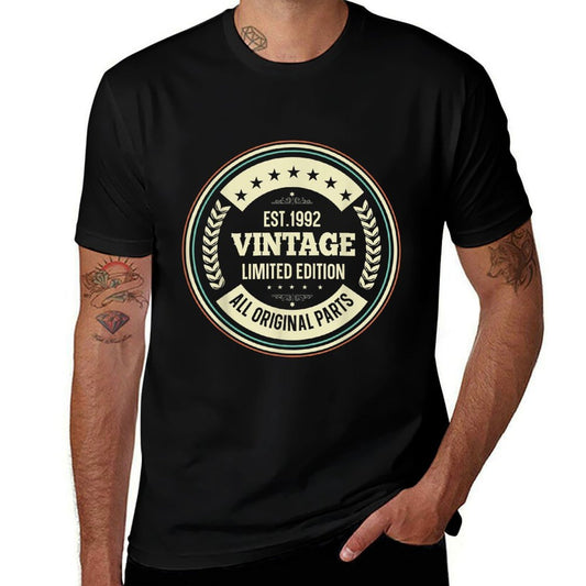 30th Birthday T Born Made in 1992 Vintage Biker  Wrinkle-resistant T-Shirt