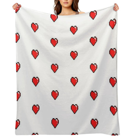 Red Pixel Heart Anti-pilling Throw Blanket