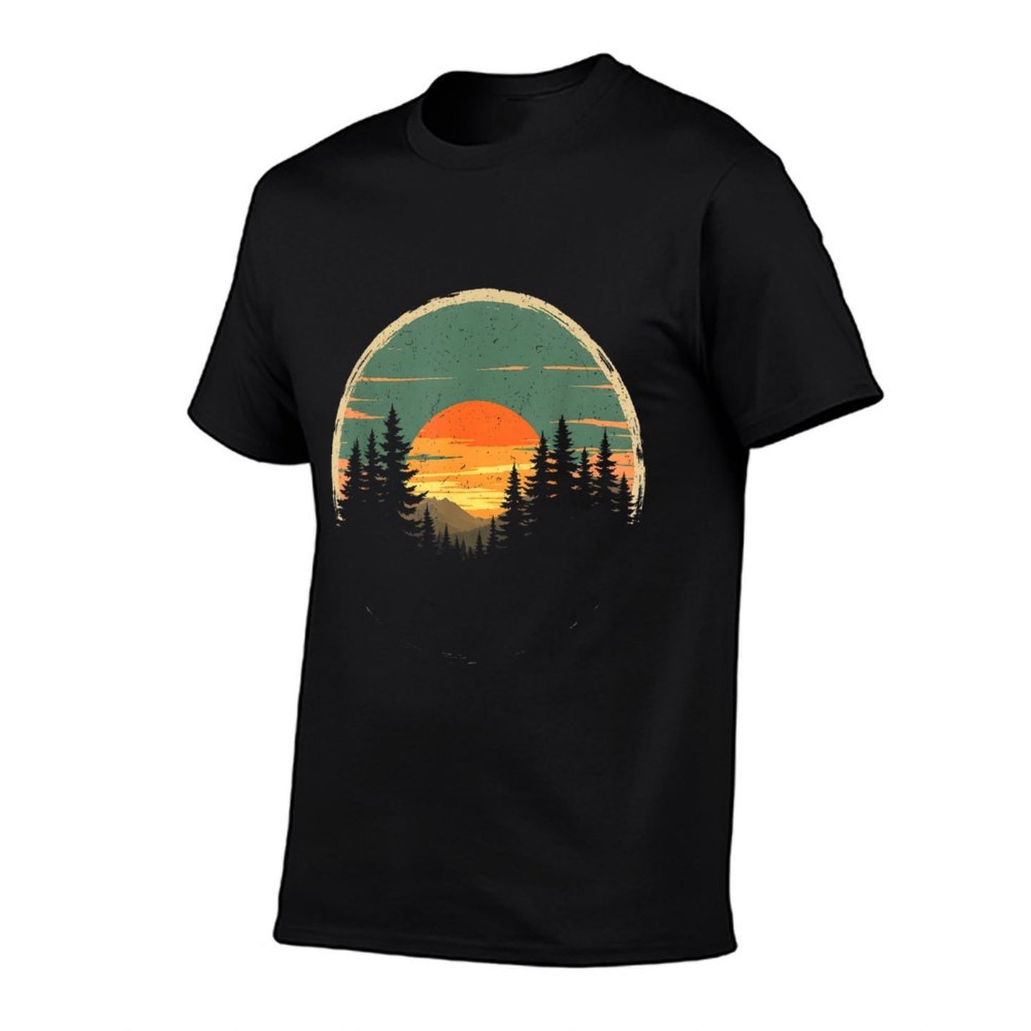 Retro Forest Trees Wildlife Nature Vintage Forest  High-quality Stitching T-Shirt