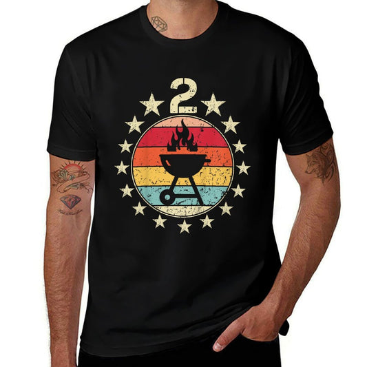 Kids 2nd Birthday Barbecue Second 2 Year Old Birthday Boy Girl  Vintage-inspired T-Shirt