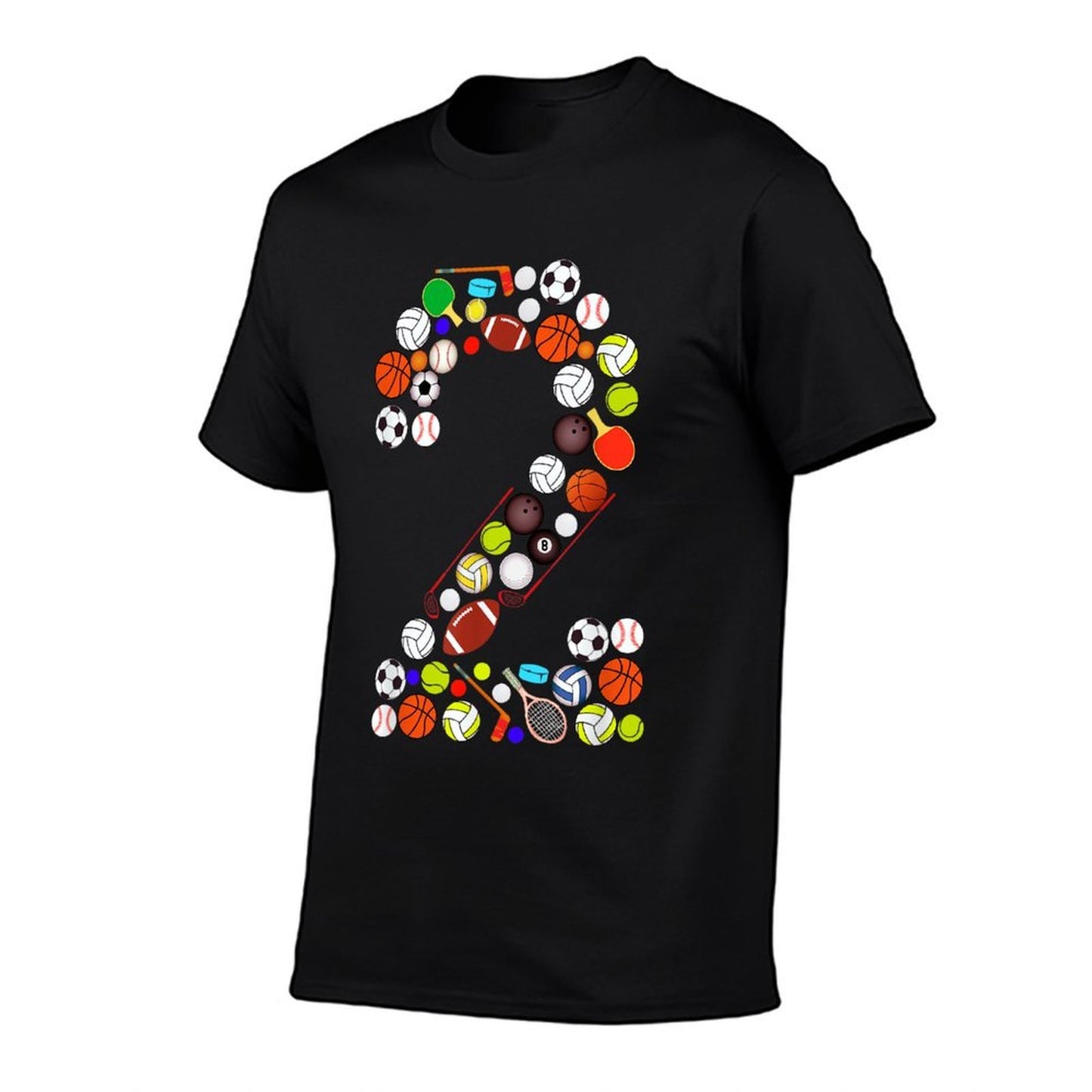 Kids 2nd Birthday Sports Big Number Two 2 Year Old Boy  Fade-proof Color T-Shirt
