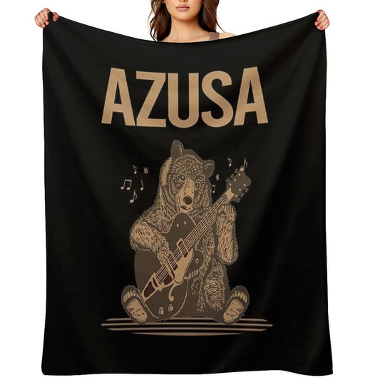 Bear With Guitar Azusa Velvety-soft Throw Blanket