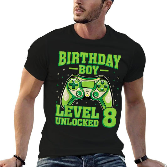 Level 8 Unlocked Video Gamer Gaming Kids 8th Birthday Boy  Odor-resistant T-Shirt