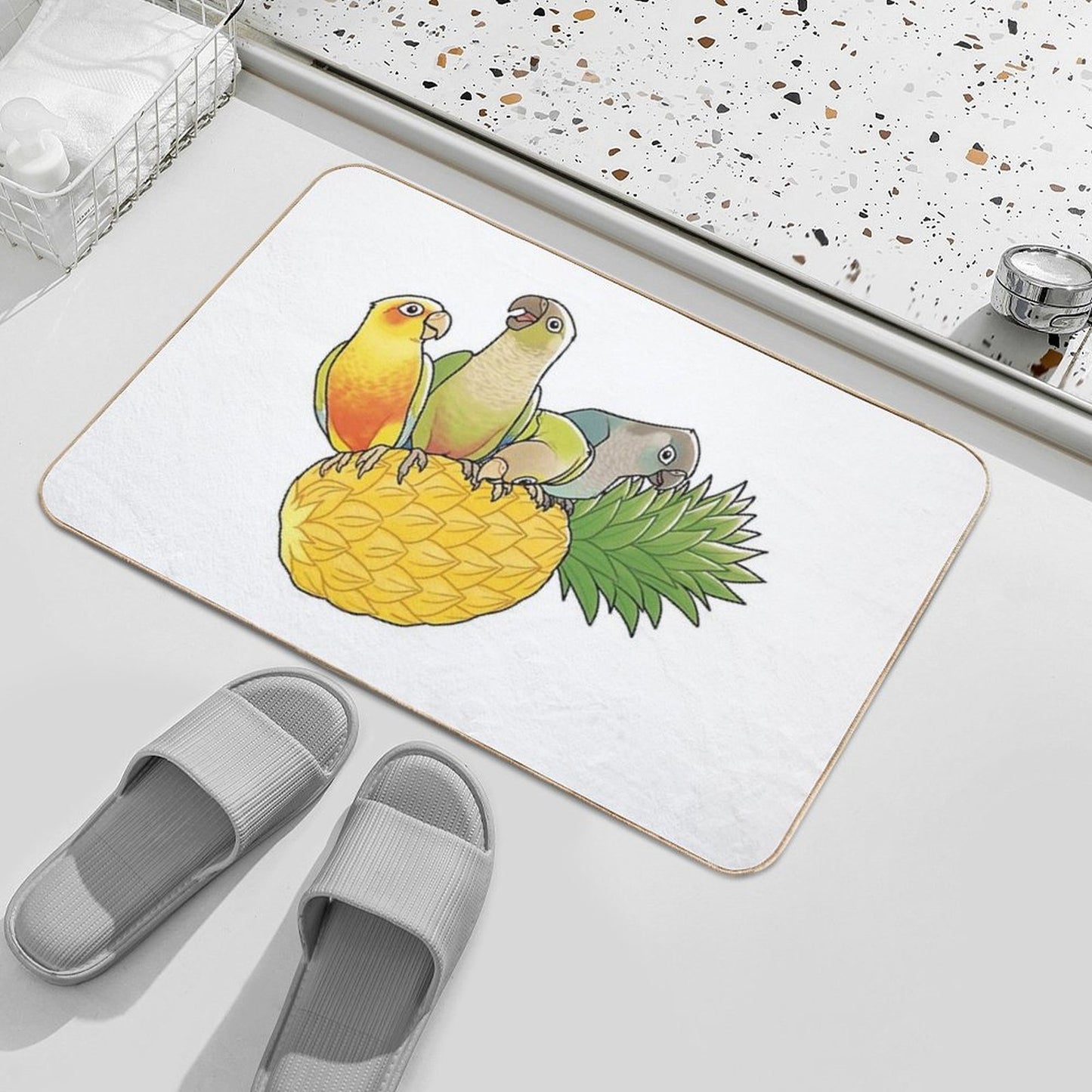 Green Cheek Paradise  Repositionable Bath Mat