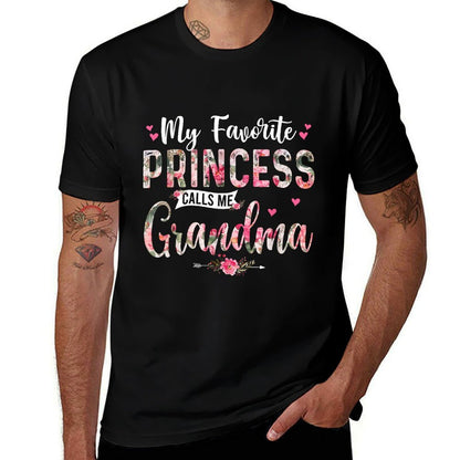 My Favorite Princess Call Me Grandma Happy Mother's Day  Ribbed Collar T-Shirt