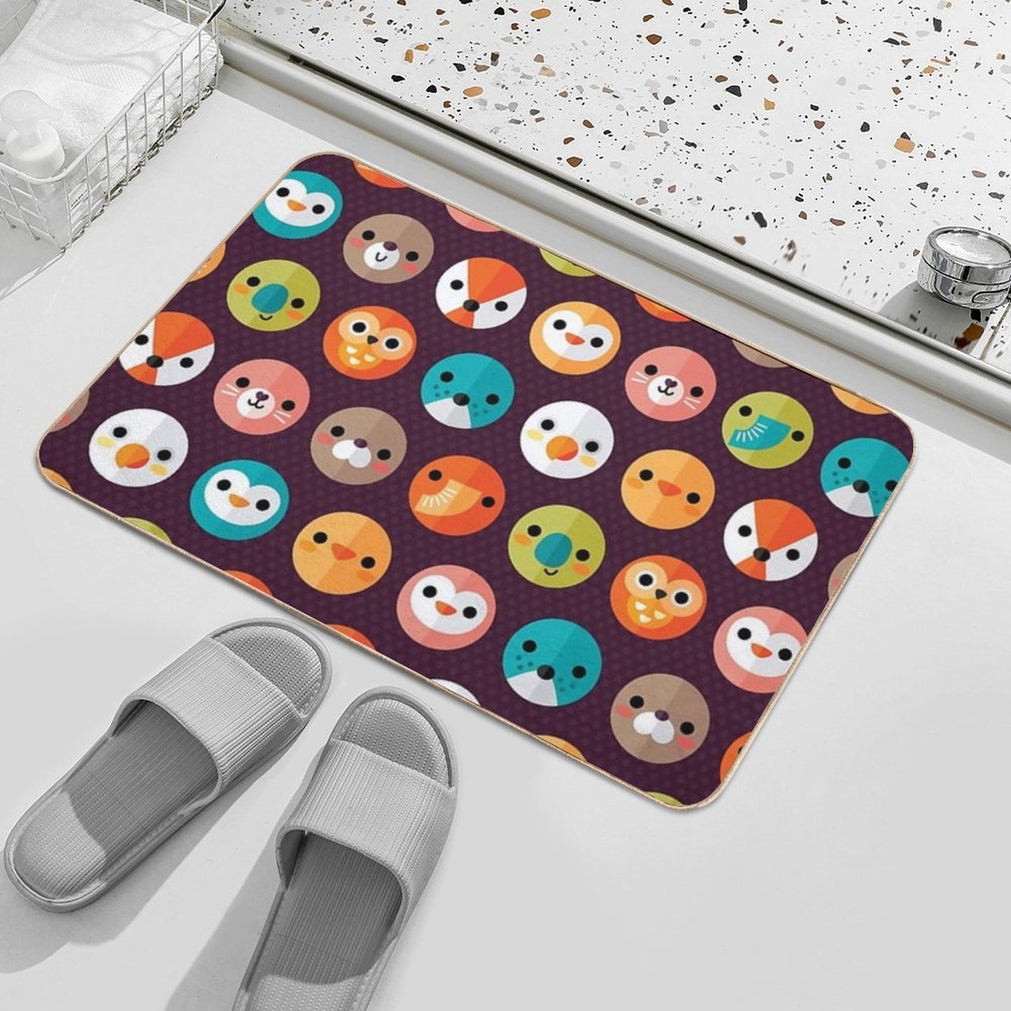 Smiley Faces - Cute Animal Faces  Odorless Bath Mat