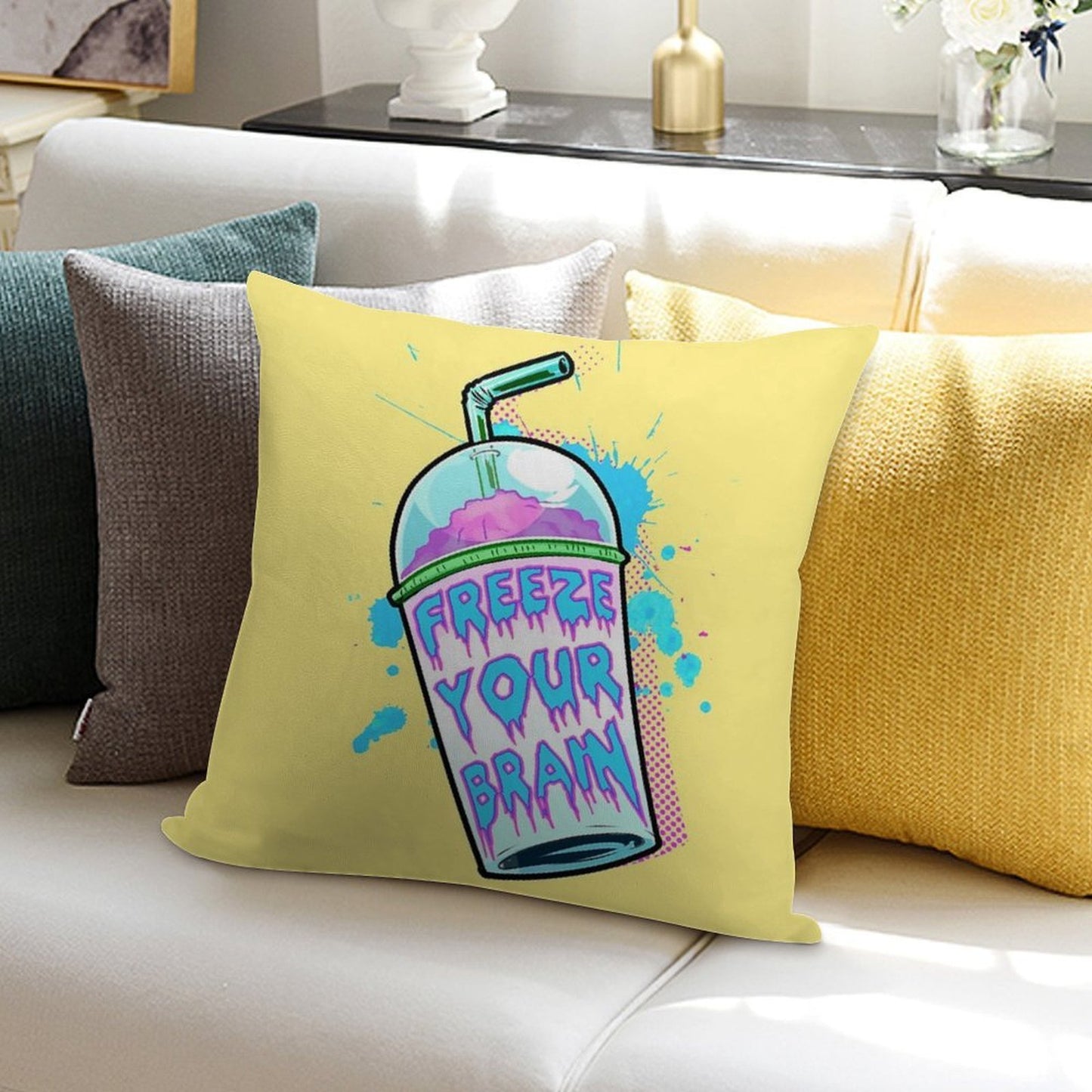 Freeze Your Brain Soft Home Decor Throw Pillow