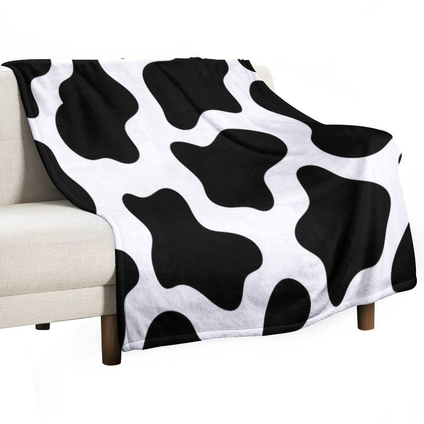 Cow Print Machine-washable Throw Blanket