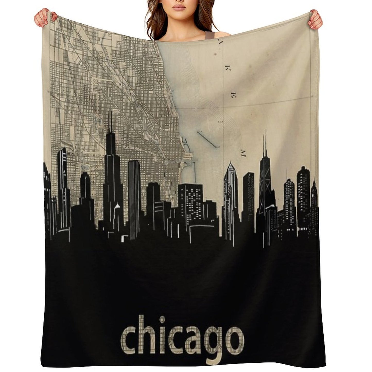 Chicago Skyline Compact Throw Blanket