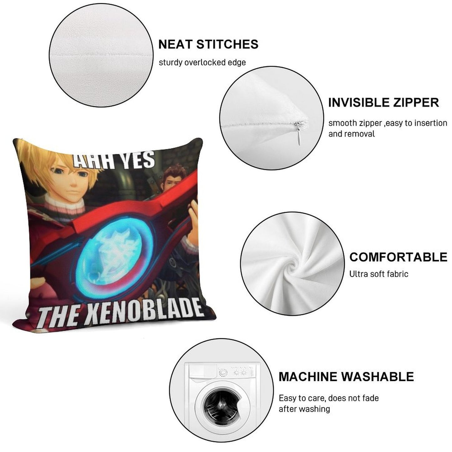 Ahh Yes, The Xenoblade Soft Fade-Resistant Throw Pillow