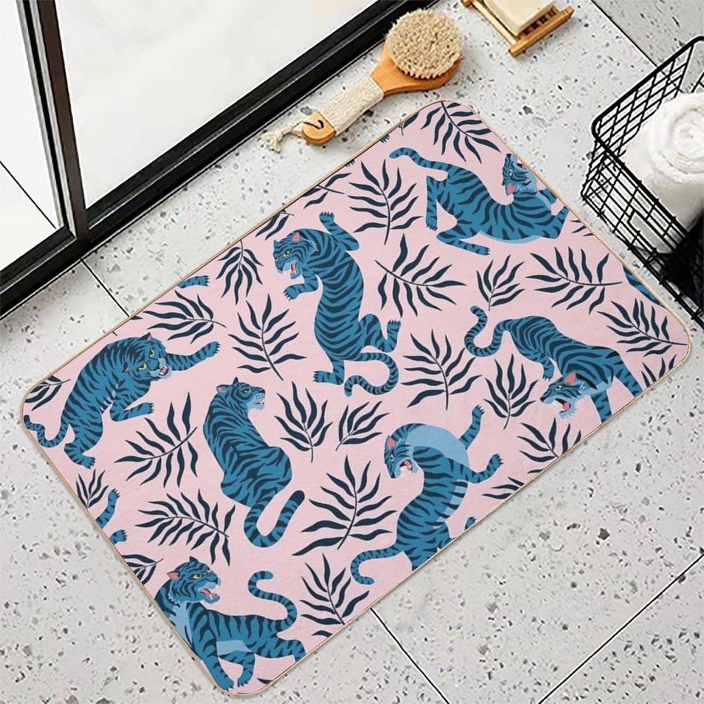 Asian Tigers And Tropical Leaves  Versatile Bath Mat