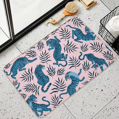 Asian Tigers And Tropical Leaves  Versatile Bath Mat
