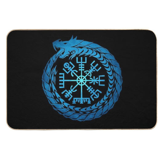 Vegvisir Jormungandr World Serpent  Stain-Proof Bath Mat