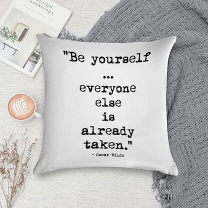 Oscar Wilde Be Yourself Soft Shrink-Resistant Throw Pillow