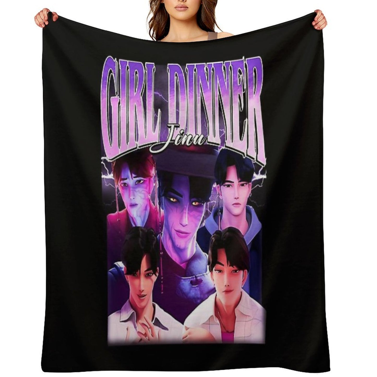 Girl Dinner Jinu Kpop Demon Hunters Villain Multi-functional Throw Blanket