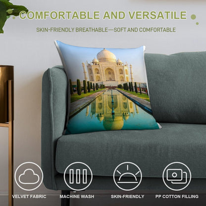 Reflection Of Taj Mahal Soft High-Density Material Throw Pillow