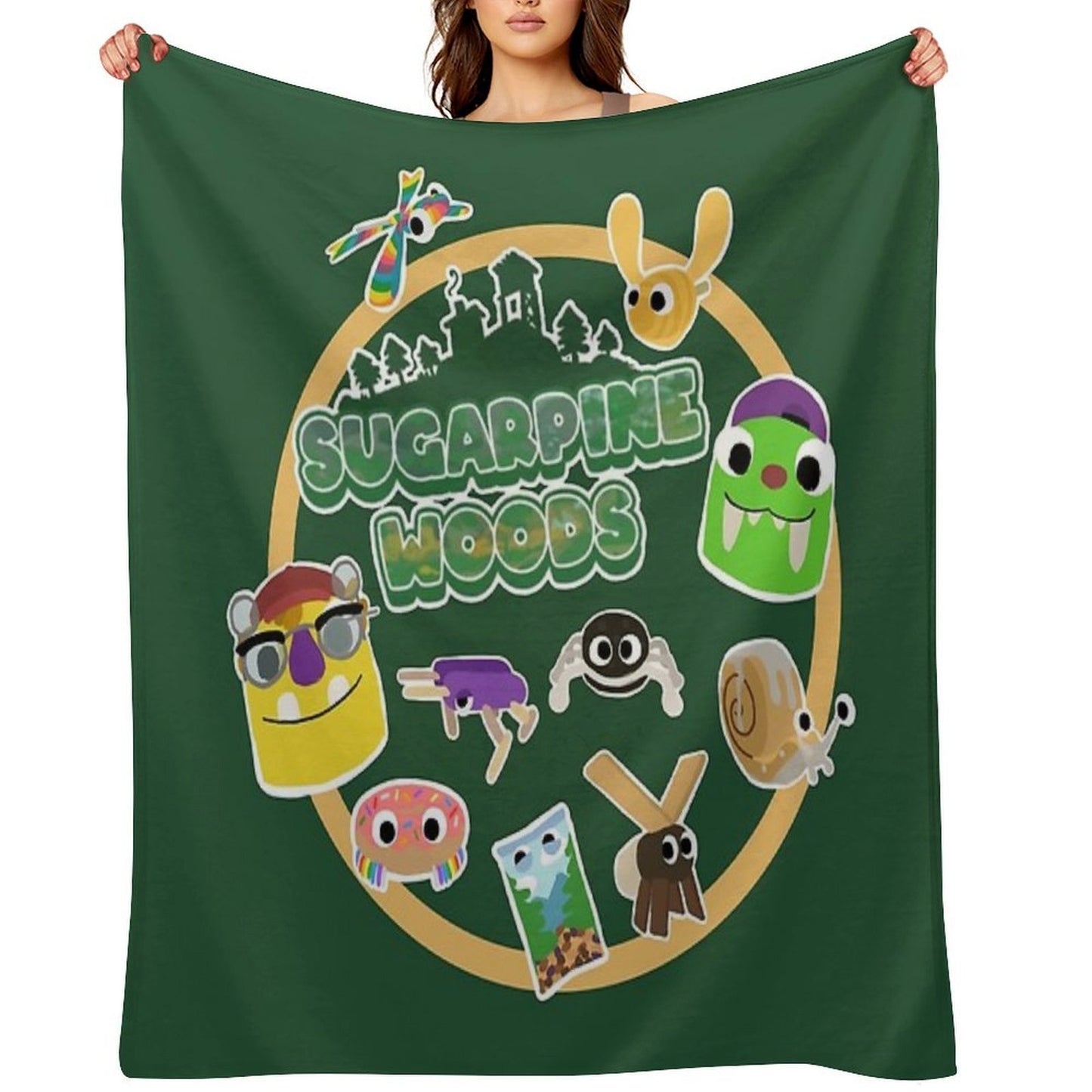 Sugarpine Woods Bugsnax Characters Kinda Bug, Kinda Snack  Bookbag  Bugsnax Snax And Grumpus Multi-functional Throw Blanket