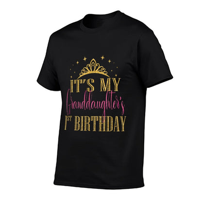 It&#39;s My Granddaughter 1st Birthday Girls Party Matching  Ribbed Collar T-Shirt