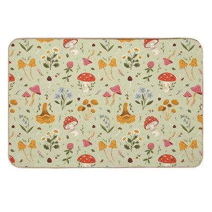 Mushrooms And Wildflowers  Easy To Clean Bath Mat